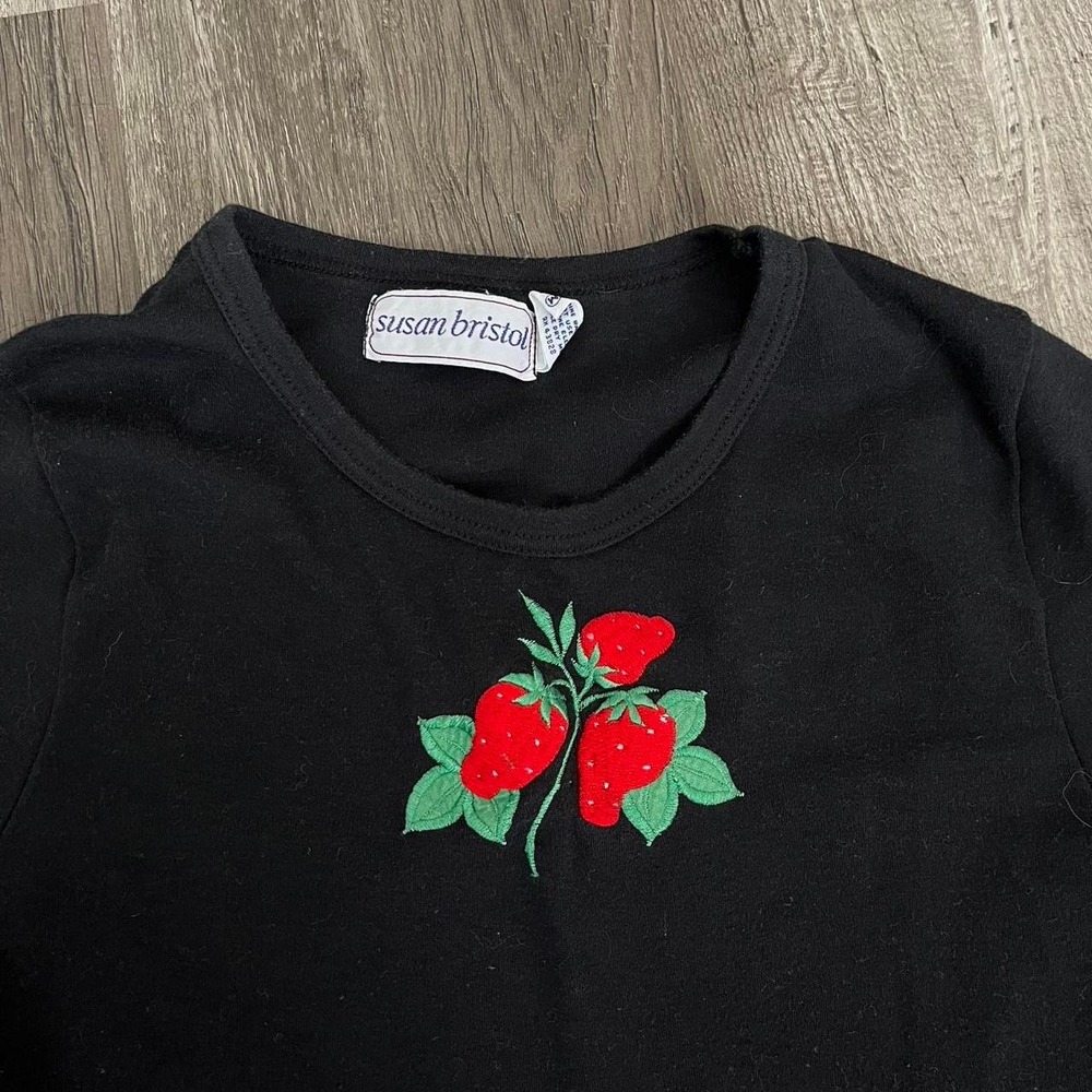 Black Strawberry Graphic Mini Tee - Picture 2 of 6